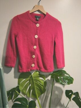 Banana Republic Hot Pink Button-Front wool and angora rabbit hair Cardigan